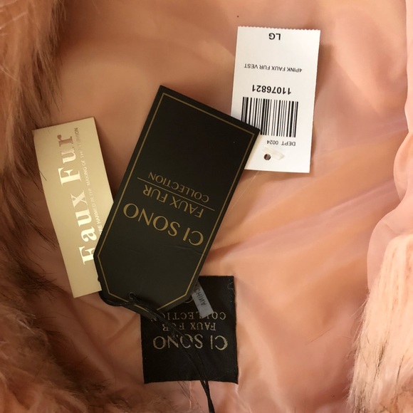 CI Sono Faux Fur collection pink vest size Large - Picture 5 of 6